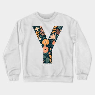 Whimsical Floral Letter Y Crewneck Sweatshirt